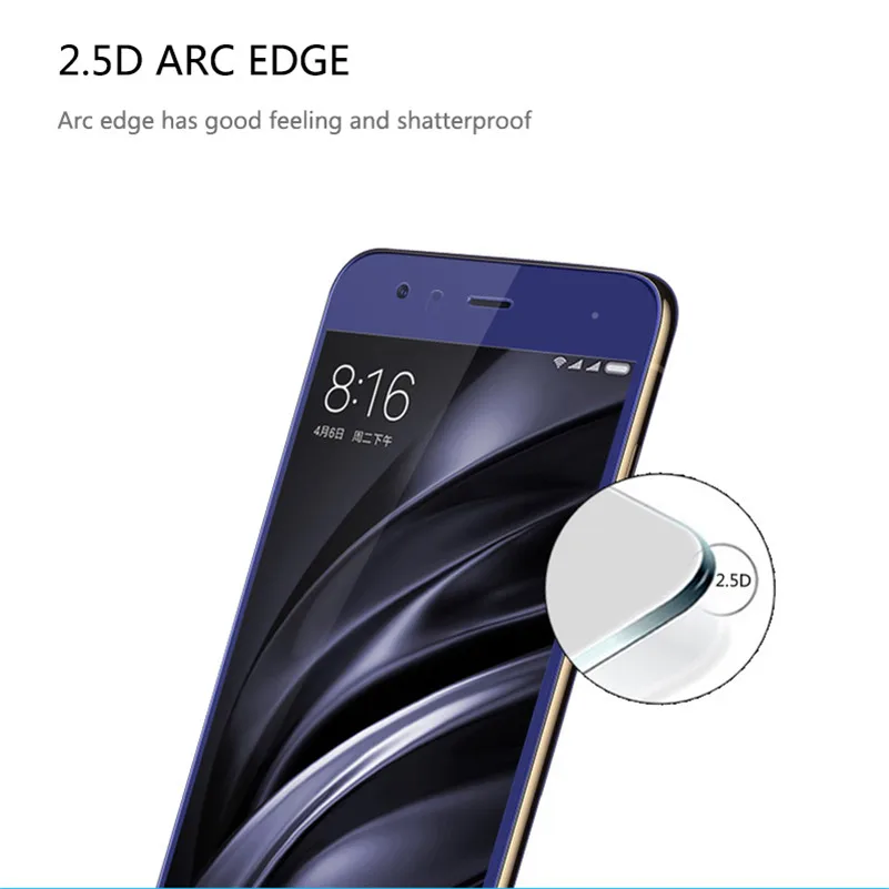 2.5D 9H полное покрытие закаленное стекло для Xiaomi Mi 6 защитная пленка Защитное