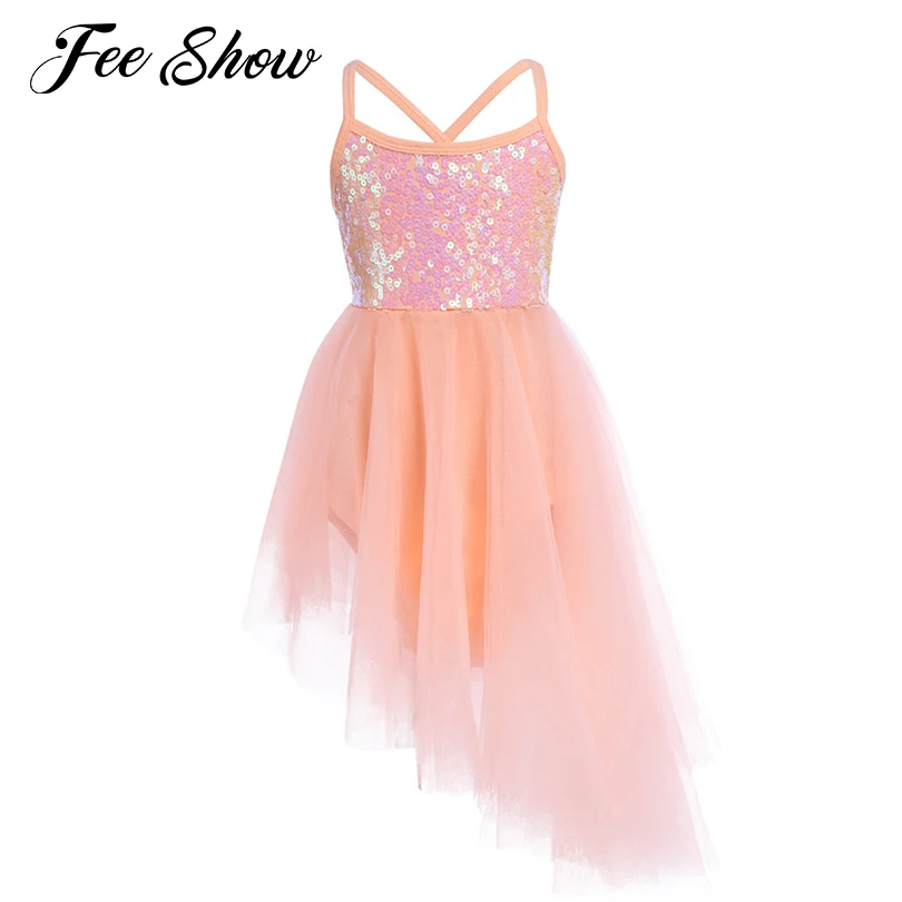 

Kids Girls Tulle Ballet Dress Shiny Sequins Ballet Leotards for Girls Gymnastics Costumes Dance Wear Ballerina Stage Performance
