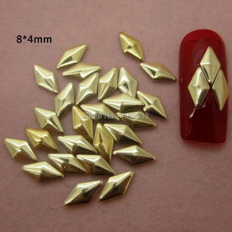 1000PCS/pack 3D Design Nail Art Decoration Rhombus Metallic Gold &ampSilver Studs Tips DIY nail art tools | Красота и здоровье