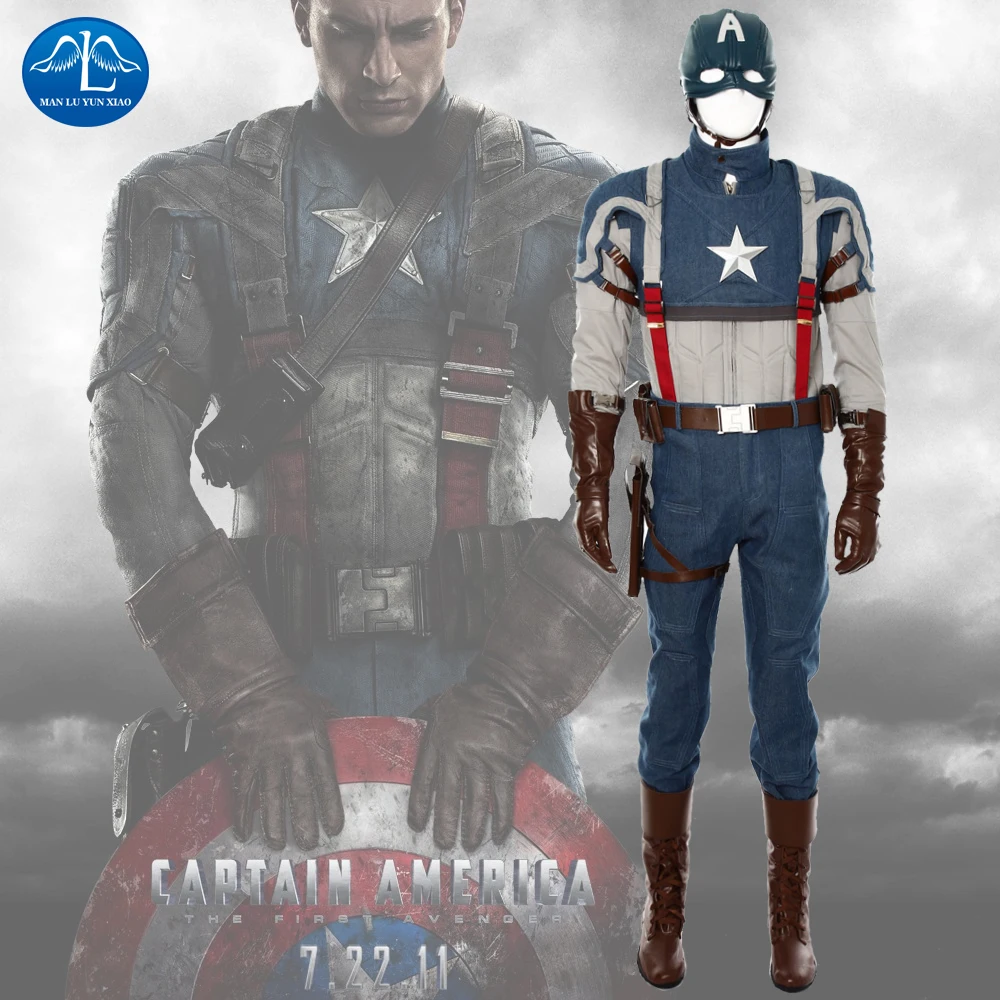 

MANLUYUNXIAO Captain America Costume Steve Roger Cosplay Costume Superhero Costume Halloween Costumes For Men Custom Made