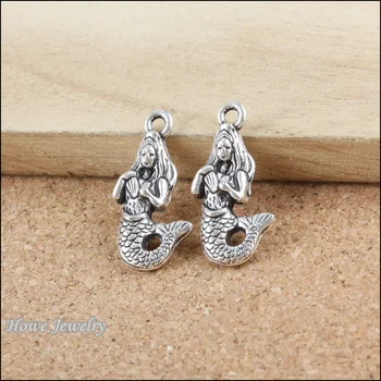 

60pcs vintage Mermaid charm Antique silver Pendant DIY European Style Jewelry Making B191