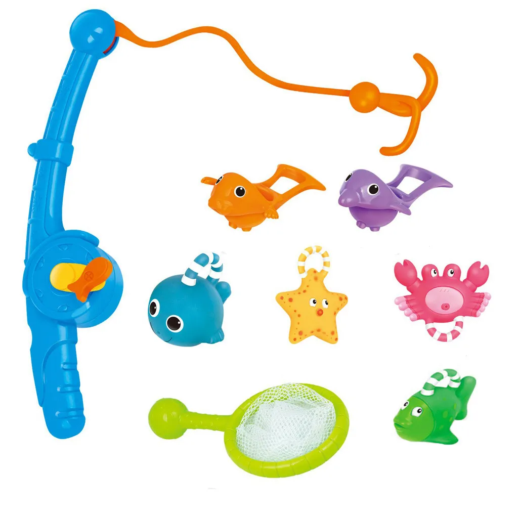 

1 set Baby Bathing Floating Soft Rubber Animals Water Tub Toy Squirts Spoon-Net 8pcs 5.16