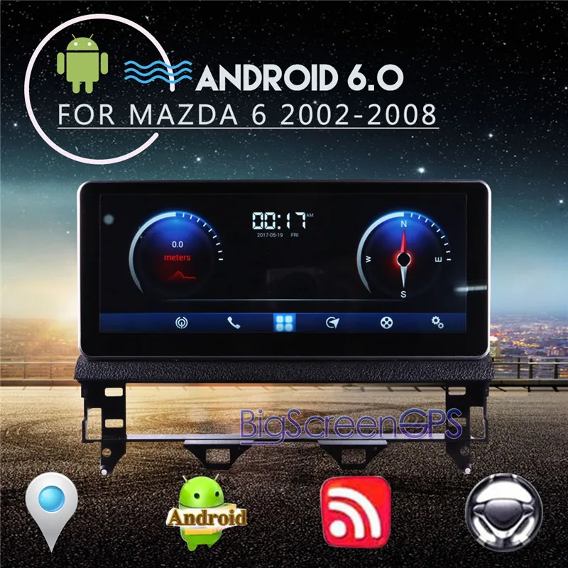 BigScreen новейший Android 6 0 ROM 32/64 GB Автомобильный радиоприемник GPS навигатор для Mazda 2002