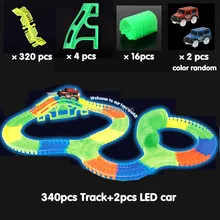 340pcs Slot race track 2LED car Glow track car Bend Flex Glow in the Dark assembly