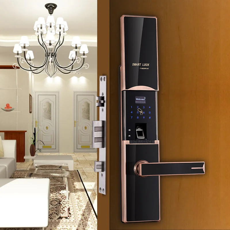 

Fingerprint Password Intelligent Lock Anti-theft Door Special Electronic Locks Slide Cover New Luxuy Design 304 Stainless H