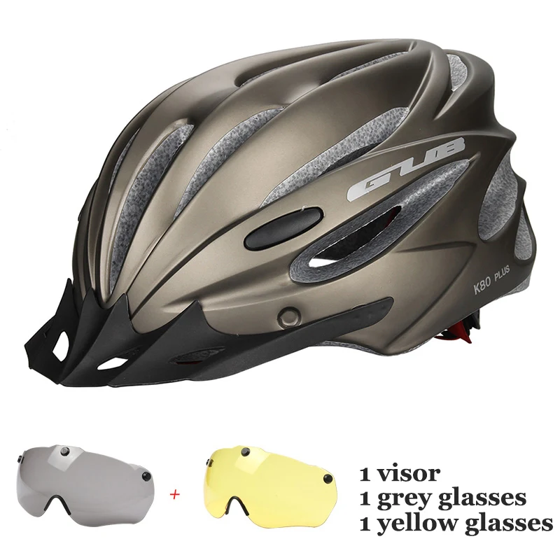 Велосипедный шлем с визером Магнитные очки интегрально формованные MTB дорожный велосипед велосипедный мотоциклетный шлем 58-62 см для мужчин и женщин - Цвет: Grey3