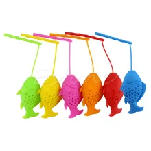 Новинка, Силиконовые рыбы свободный держатель чайных листьев специй фильтр для заваривания трав диффузор