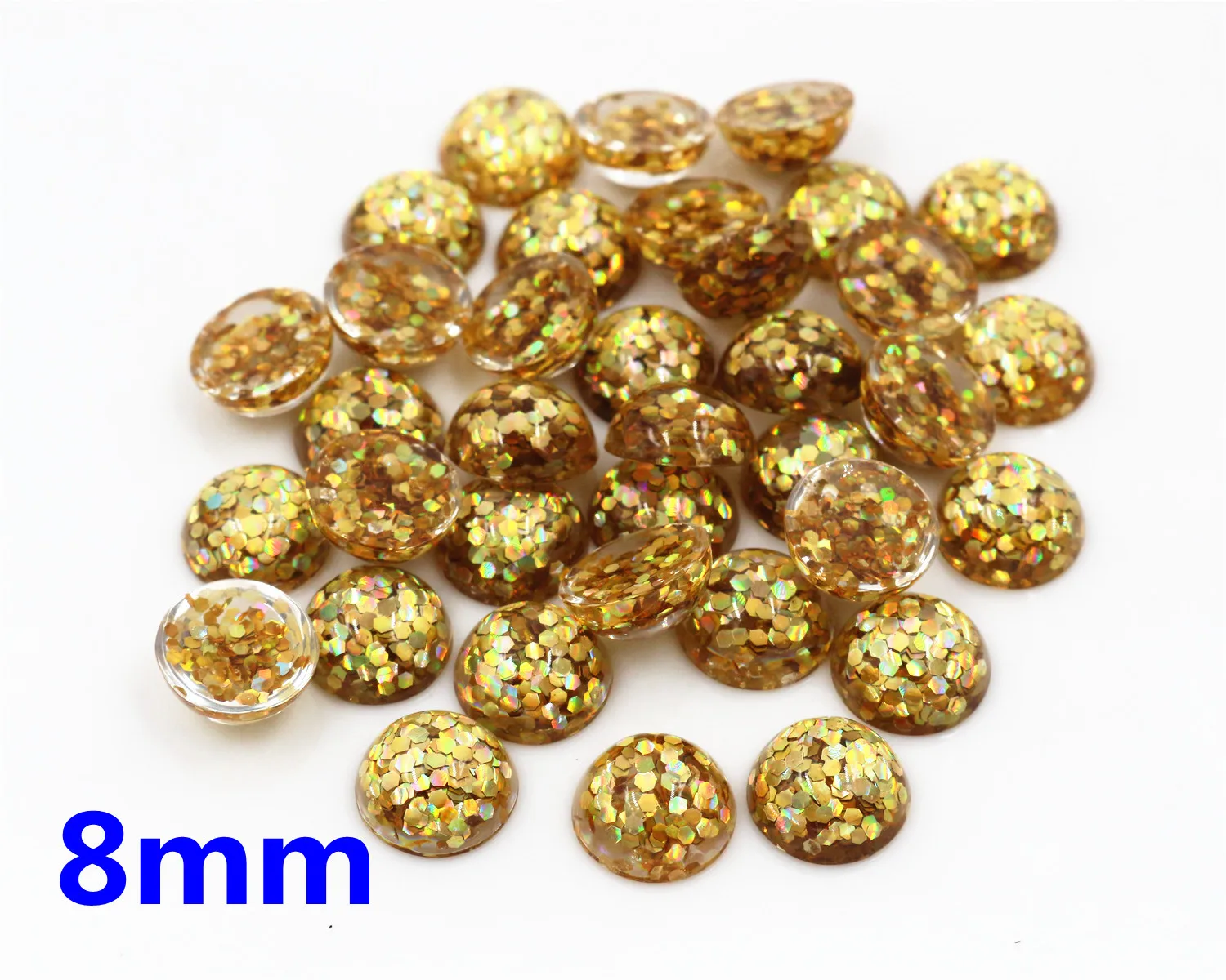 

New Fashion 40pcs 8mm Gold Color Flat Back Resin Cabochons Cameo O7-05