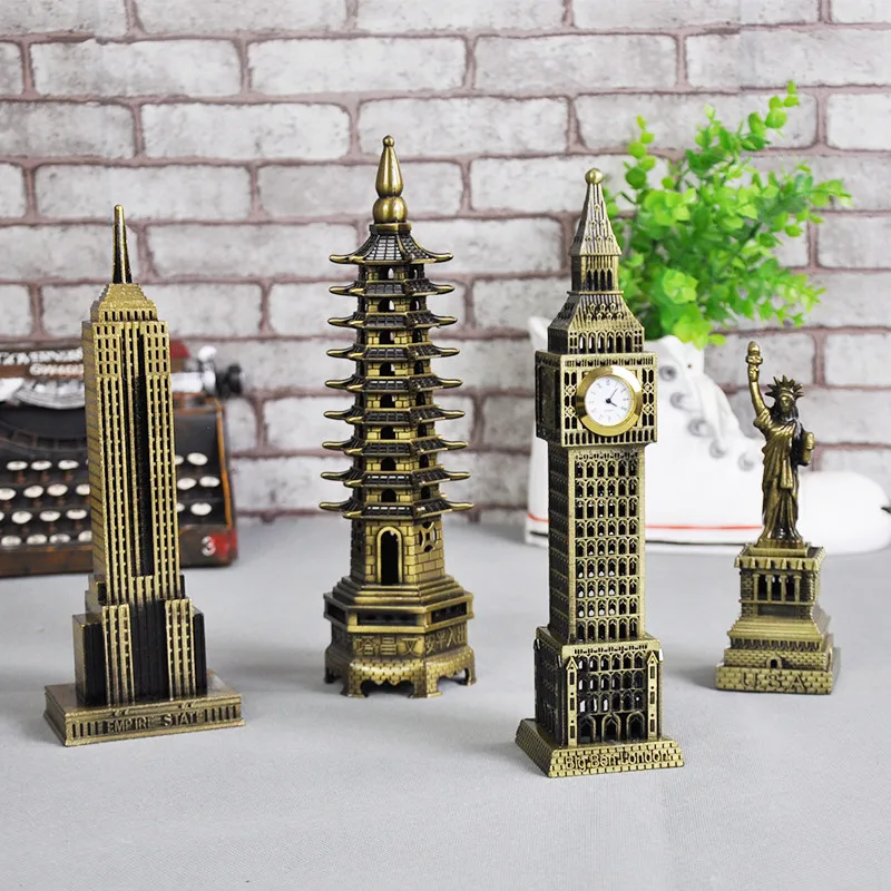 Металлические 3D всемирно известные архитектурные бронзовые ремесла модель здания домашний декор Эйфелева башня/Статуя Свободы/Эмпайр Стейт Билдинг