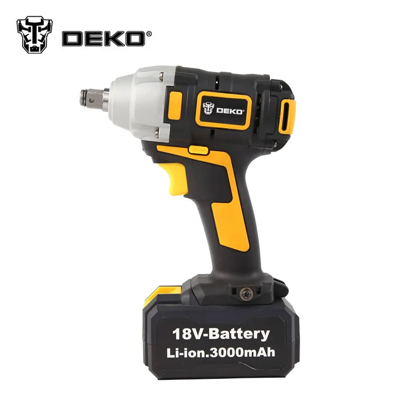 

DEKO 18V Li-ion 0-2300r/min 3.0Ah 280N.m Electric Impact Wrench Car Tyre Wheel Wrench Cordless Drill