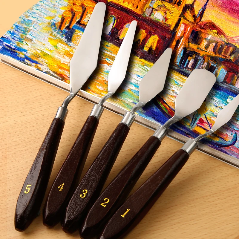 

5 Pack Scraper Multi-model Mixed Stainless Steel Toner Scraper Oil Painting Gouache Paint Picking Tool Art Supplies
