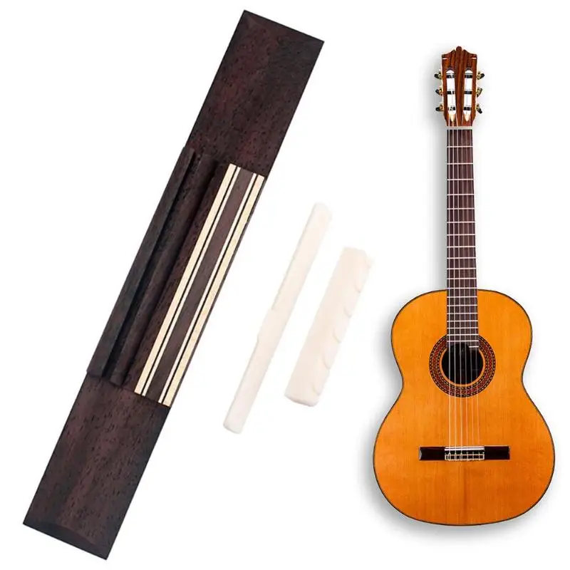 KOKO Rosewood Guitar Bridge+ Cattle Bone Guitar Nut+ Cattle Bone Guitar Saddle for Classic Guitar Accessories