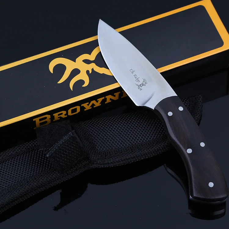 Sharpest Black Ebony Wood Handle Tactical Hunting Knife Survival Knives