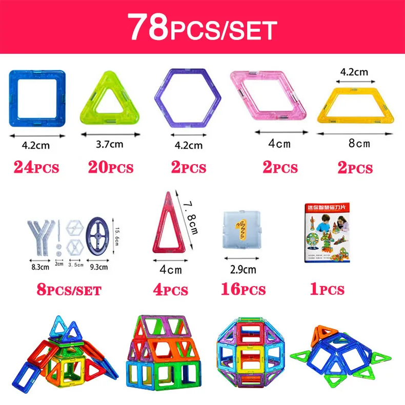 New Magnetic Building Blocks Set 3D DIY Enlighten Creator Bricks Plastic Blocks Educational Toys For Kids
