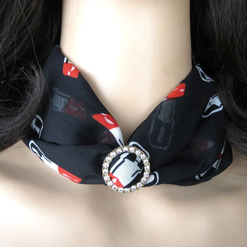 Красочный круглый кристалл кулон печать Шифоновый цветочный шарф ожерелье для женщин глушитель ожерелье ювелирные изделия
