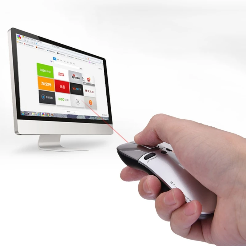 

P New 3 in 1 Multifunction 6D Air Mouse + Laser Pointer Pen+Presenter in PPT Teaching Conference Speech For PC Smart TV Laptop