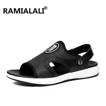 Ramialali Для мужчин пляжные сандалии новые Пояса из натуральной кожи полые Повседневное Мужская обувь летние дышащие летние Сандалии для девочек Обувь кожаная для девочек