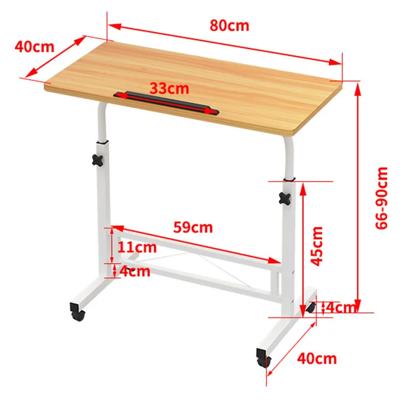 Adjustable Computer Desk Simple Mobile Lifting Laptop Table With Wheels Wood Laptop Table Beside Bed Sofa