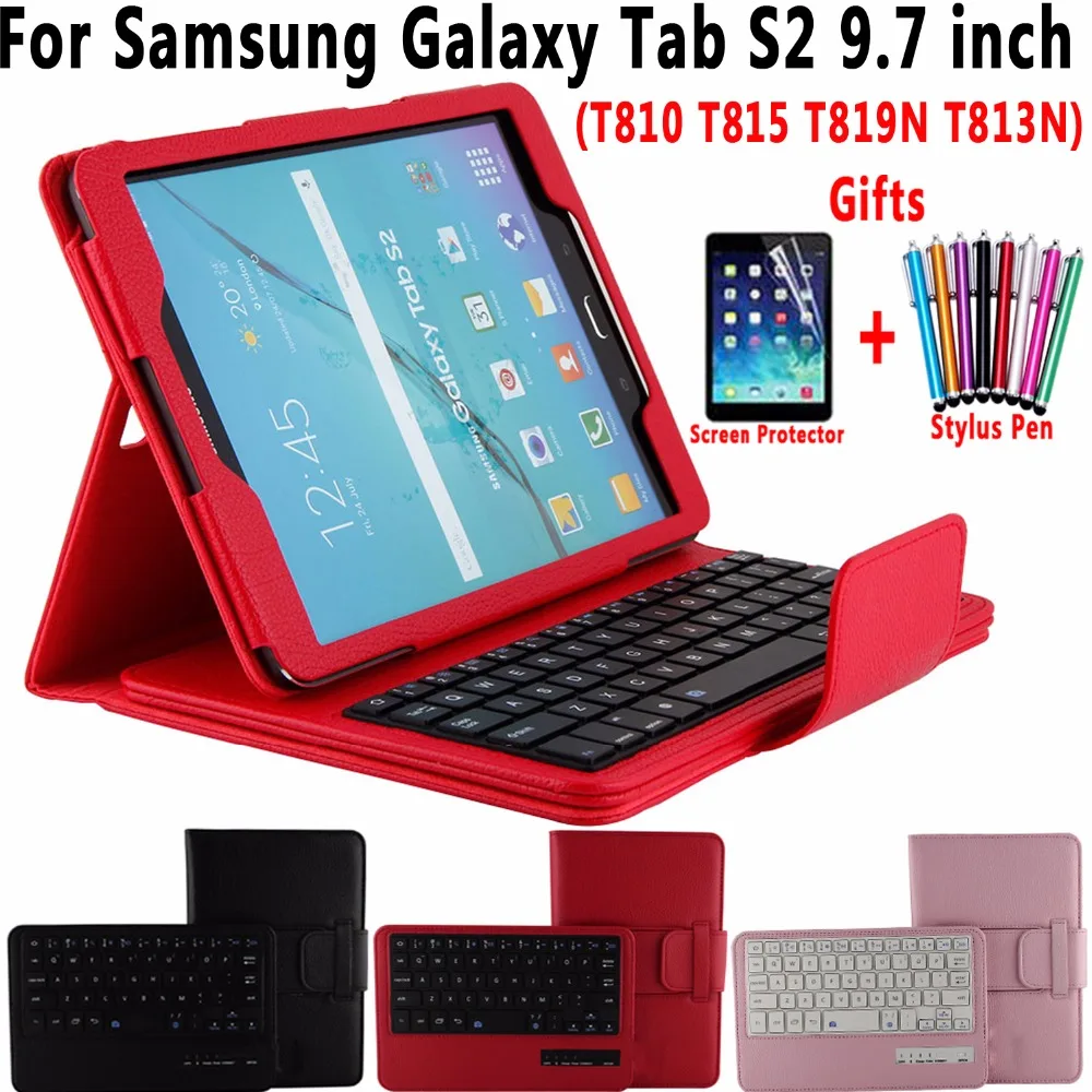 

Litchi Pattern Leather with Removeable Wireless Bluetooth Keyboard Case Cover for Samsung Tab S2 9.7 T815 T810 T813N T819N