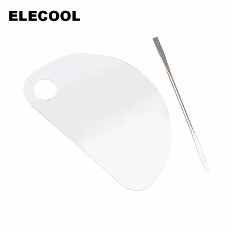 

ELECOOL 1 set Transparent Acrylic Cosmetic Makeup Palette Spatula Tool Makeup Artist Essential Tools Kit fan shape Beauty tools