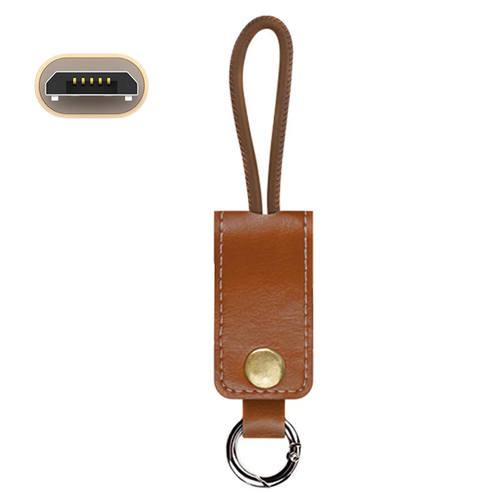 Data Cable Portable Fast Metal Type C Leather Keychain Micro USB USB