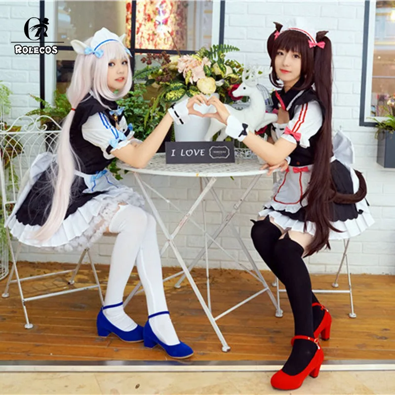 ROLECOS игра Nekopara Косплей Костюм Chocola Cat Косплей ванильный костюм платье-передник костюм горничной женское платье