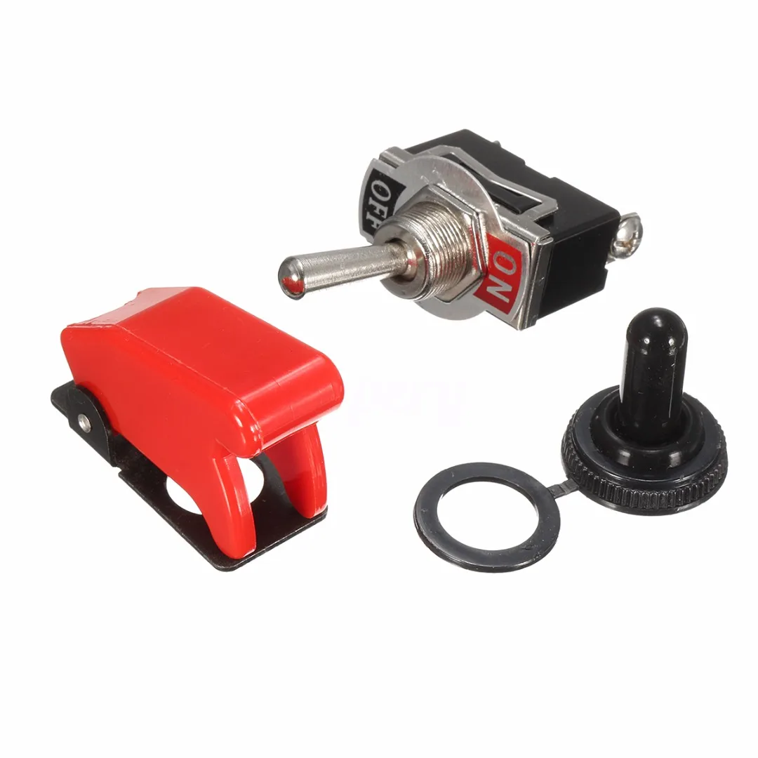 Black Heavy Duty ON/OFF SPST Toggle Switch Flick & Cover & Waterproof Boot Mayitr Electric Switches