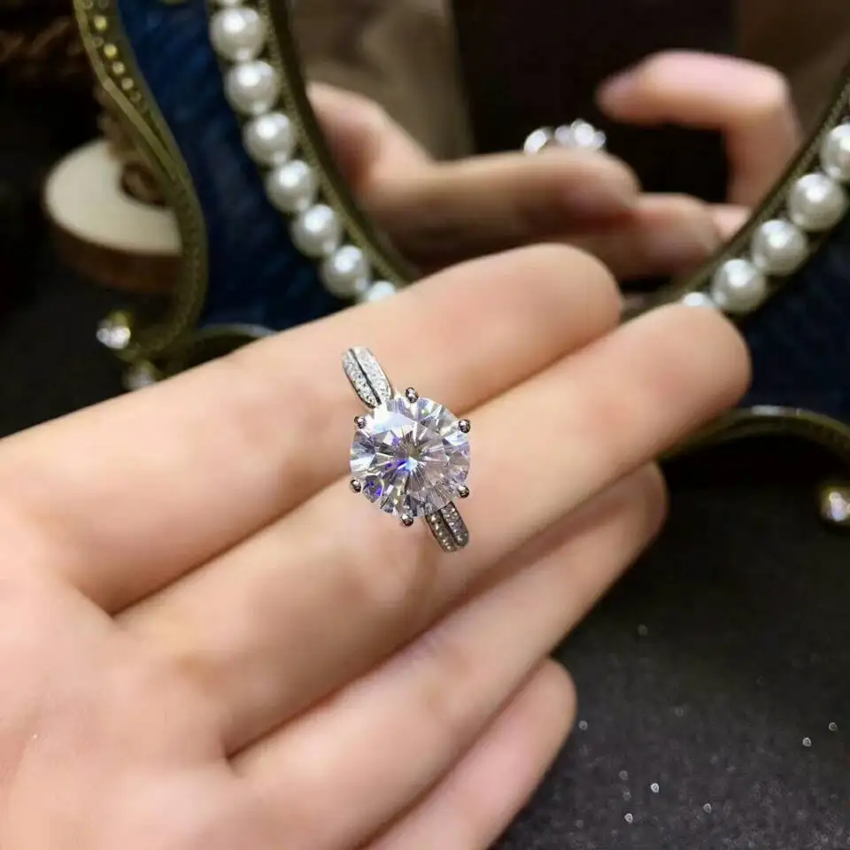 [MeiBaPJ Мода Moissanite драгоценный камень 3 карата бриллиантовое кольцо D Цвет VVS 925 Серебро Хорошие Свадебные украшения для женщин