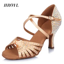 Brand High Quality Professional Women Latin Salsa party ballroom dance shoes Satin Rhinestones soft bottom heel 6.5cm CT466