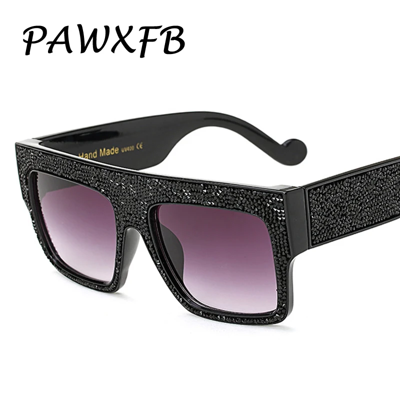

2019 New Square Oversized Frame Sunglasses Diamond Rhinestone Sun glasses Gradient Shades