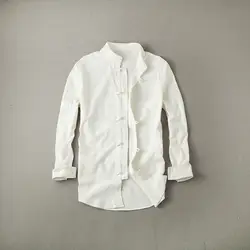 Новинка 2017 года реальные Camiseta Masculina Camisas Para Hombre осенний ветер, китайский хлопковая рубашка Размеры Мужской Ретро Рубашки для мальчиков Для
