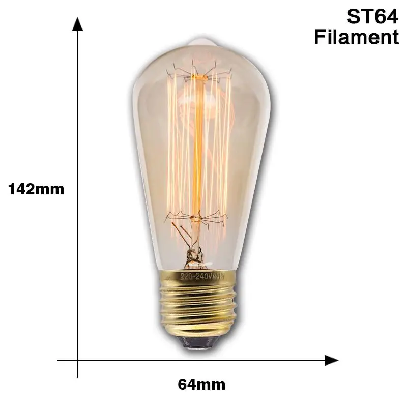 Винтажный E27 держатель лампы подвесные светильники разъем 90 V-265 V винт переключения фитинг Ретро лампа Эдисона e27 Цоколи лампы Hanglamp - Цвет корпуса: ST64 Filament