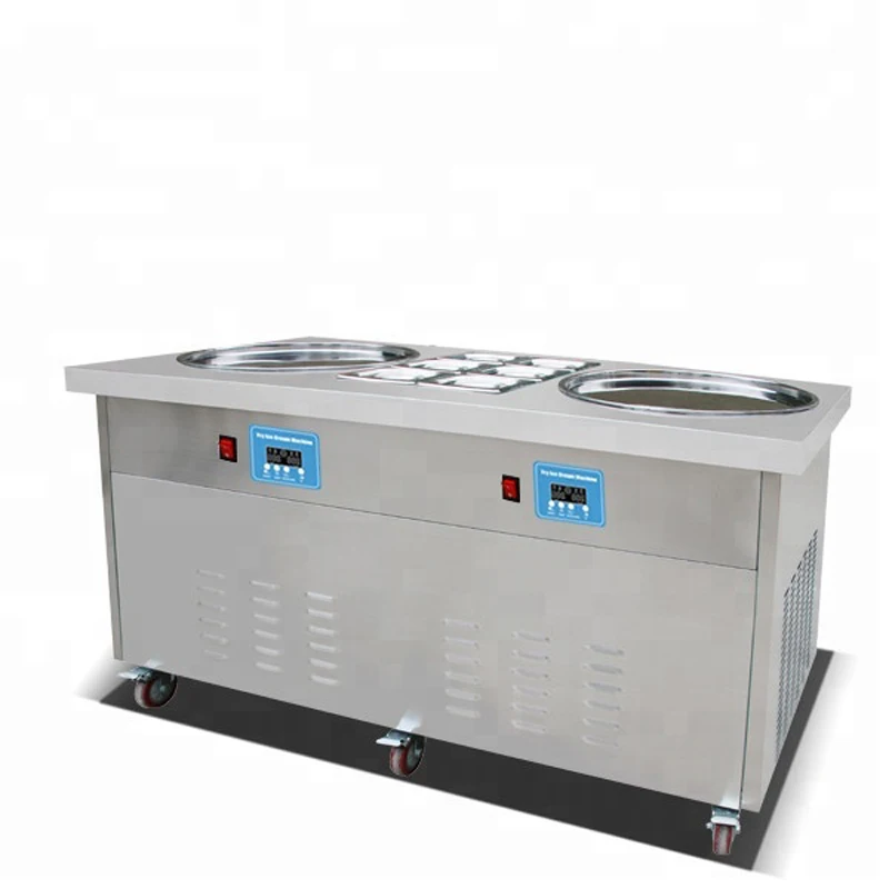 

Frying ice cream machine fried yogurt ice roll machine with 2 compressors