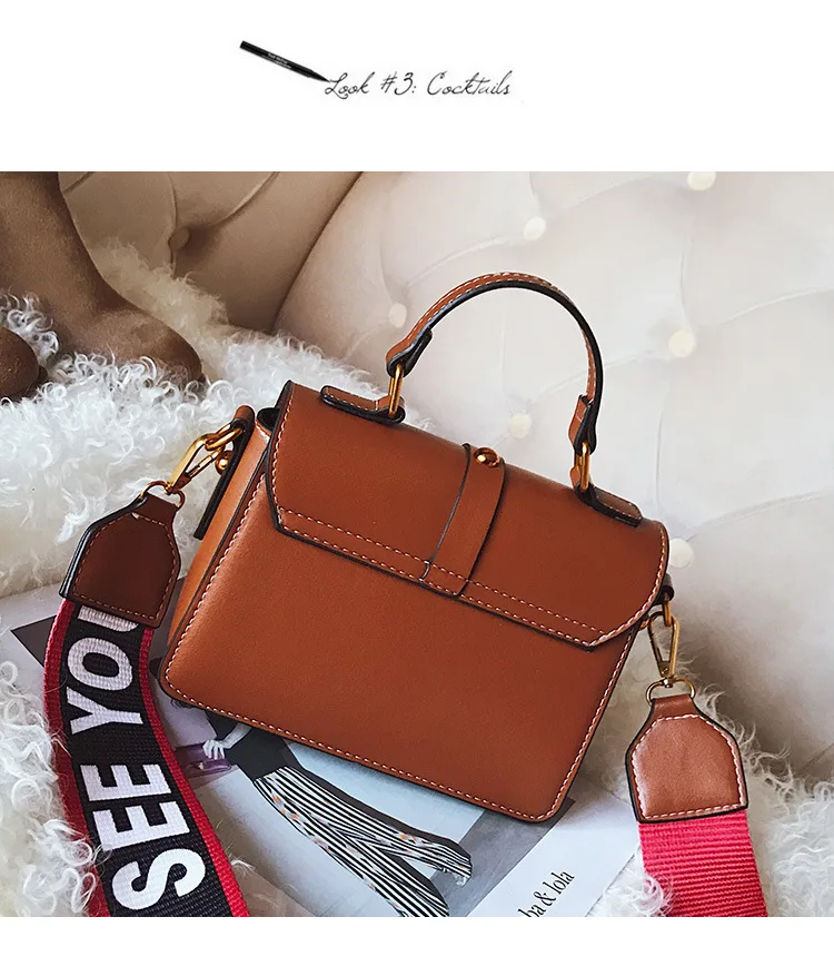 Women Vintage Leather Handbag Small Rivets Flap Shoulder Bag Colorful Wide Strap Crossbody Bag for Girls Green Brown Black Purse  (10)
