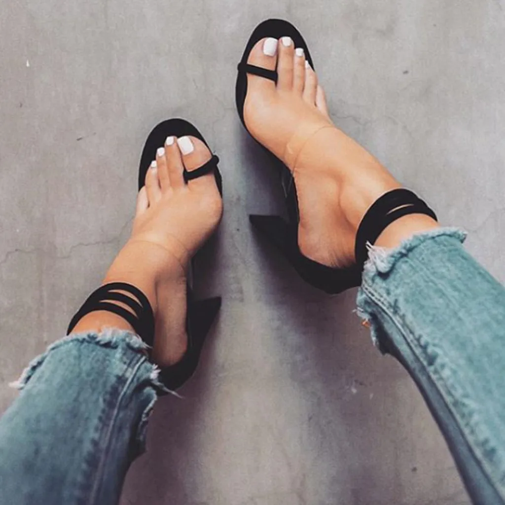 Zapatos de mujer женские босоножки модные с острым носком на квадратном каблуке обувь