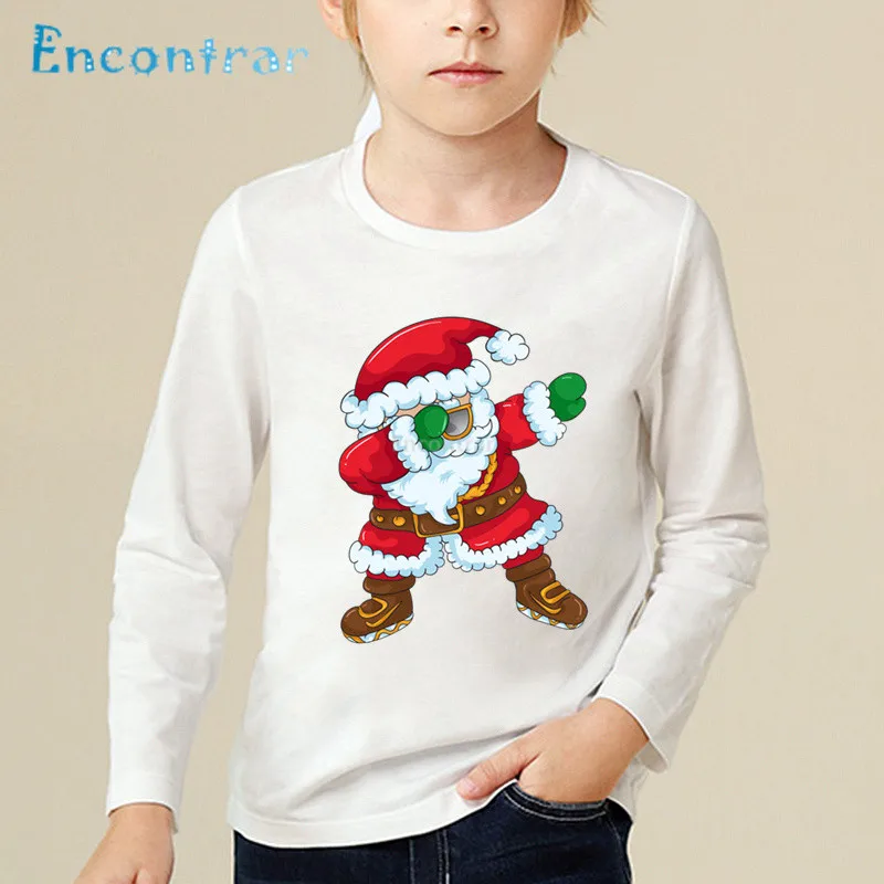 

Children Cartoon Print Merry Christmas Dabbing Santa Funny T shirt Baby Boys Girls Long Sleeve Tops Kids Casual Clothes,LKP5112