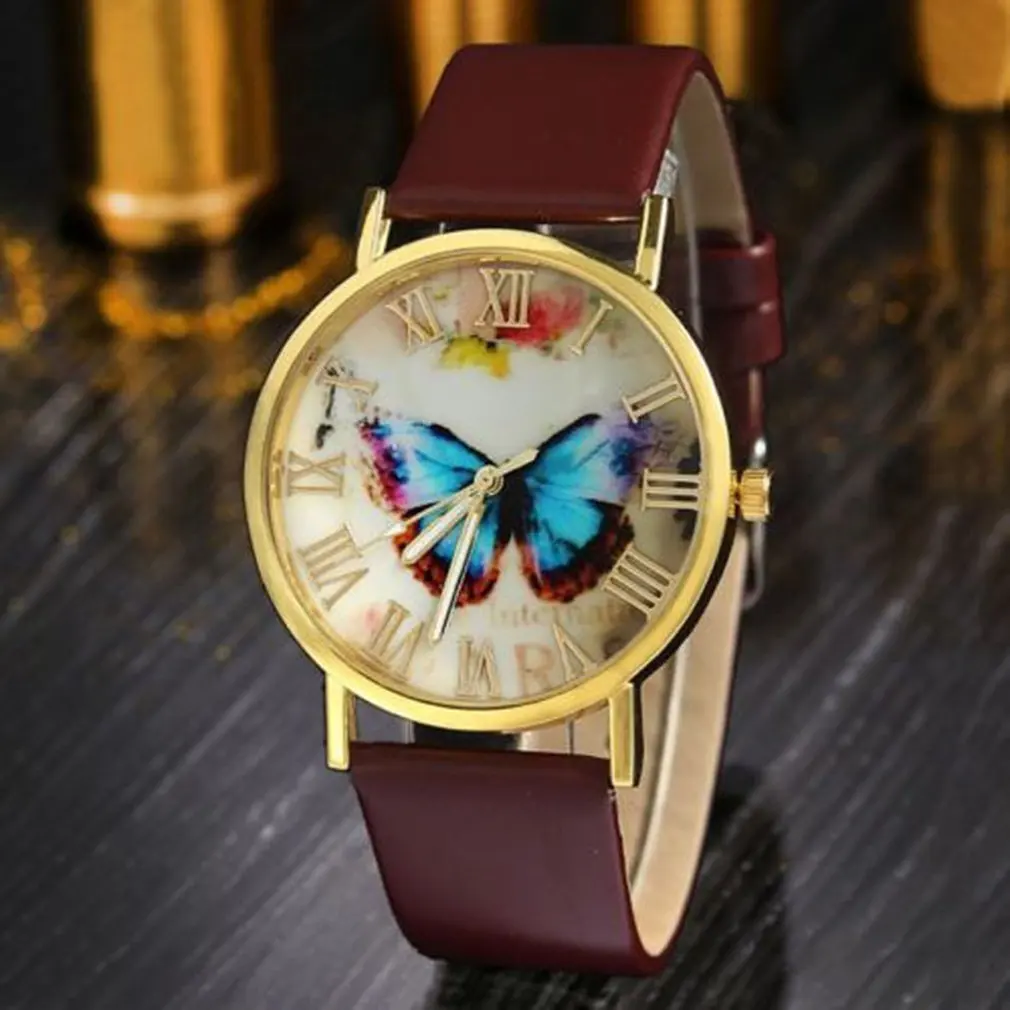 

Unisex Quartz Roman Scale Luxury Fashion Watch with Butterfly Needle Pattern Water-resistant Birthday Gift
