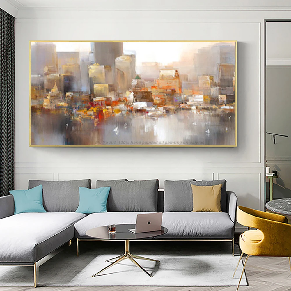 Accidental grieta clímax Quadros De Parede Para Sala Cuadros Modernos Abstractos City Oil Painting  On Canvas Handmade Wall Pictures For Living Room - Painting & Calligraphy -  AliExpress