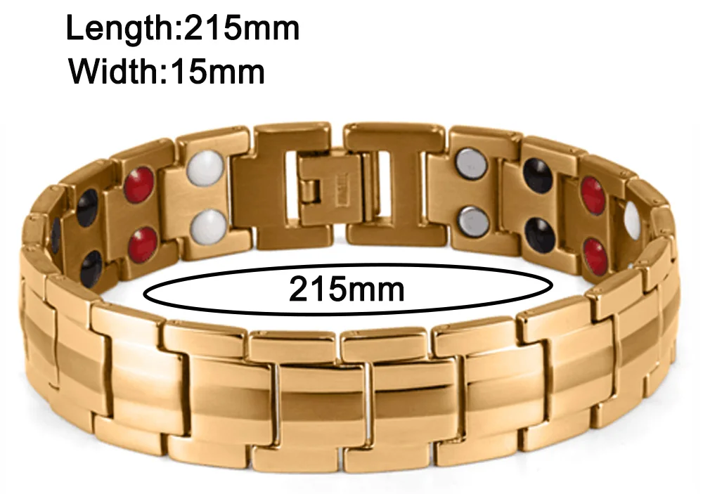 Забота о здоровье энергетический магнитный браслет мужские ювелирные изделия Новая мода биомагнит золотые браслеты из нержавеющей стали и браслеты для мужчин наручники