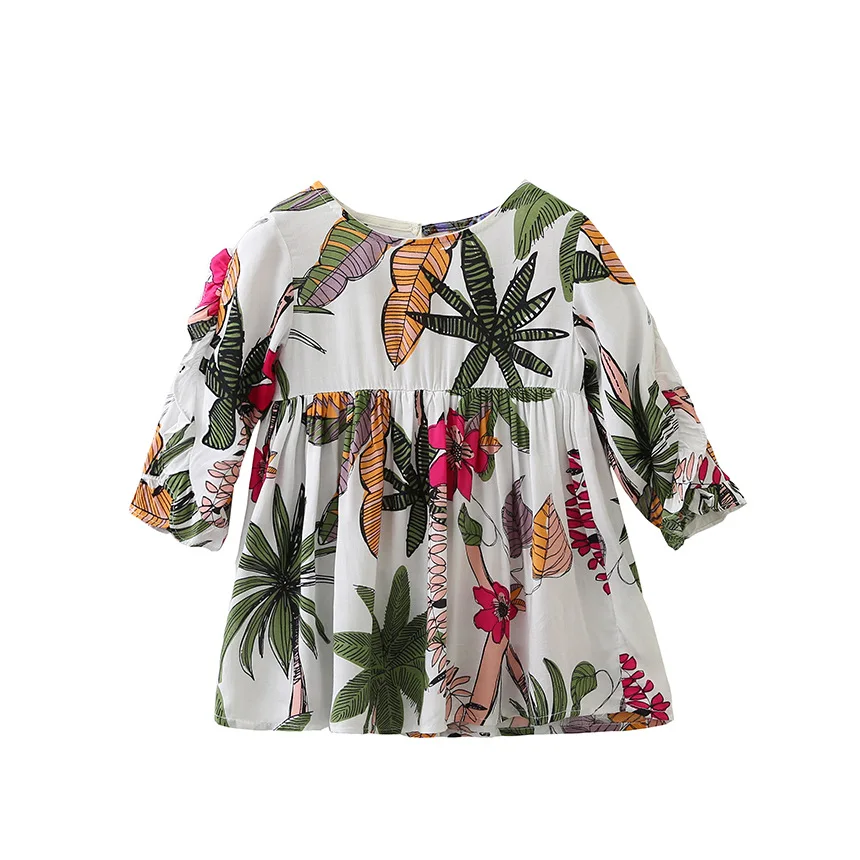 Everweekend для девочек листья цветочные оборками платье Boho осенние модные прекрасные