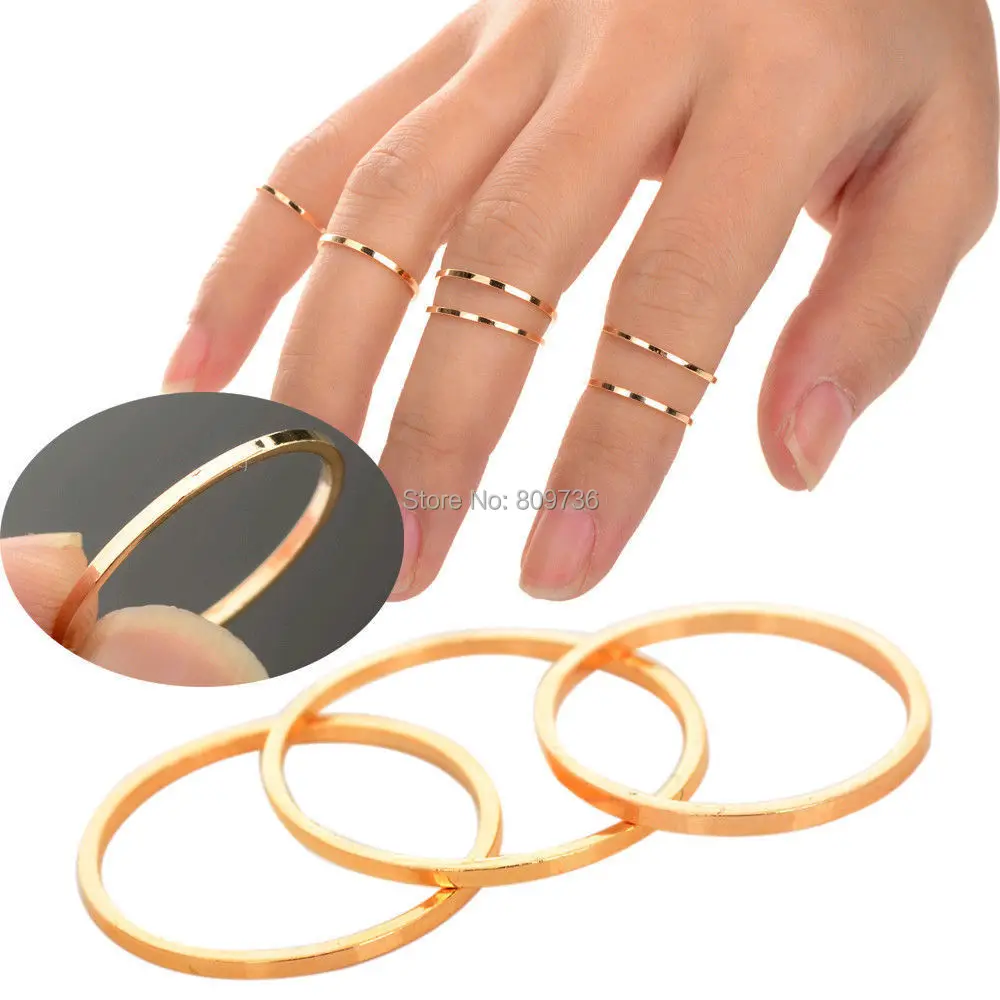 5 шт./компл. панк городской выше костяшки кольца Золотой Стек Обычный Группа Midi