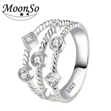 Moonso Новый Дизайн! 925 Серебряная свадьба Обручение палец Кольца для Для женщин Vantage ювелирные изделия R4319