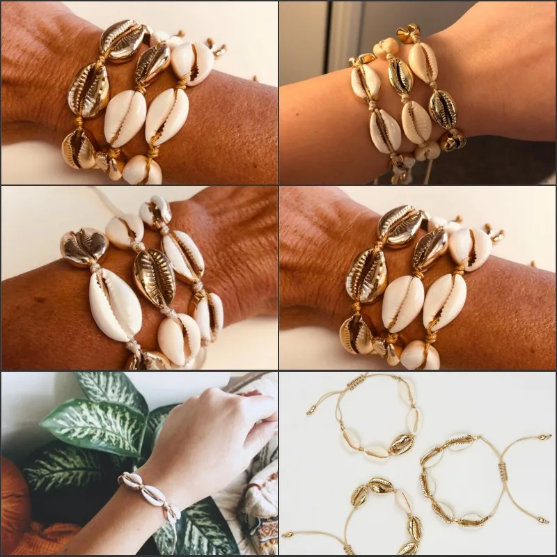 

Boho Handmade Seashell Bracelets Rope Chain Lucky Sea Shells Bracelets & Bangles Adjustable Bracelet Best Friend Gift Jewelry Z4