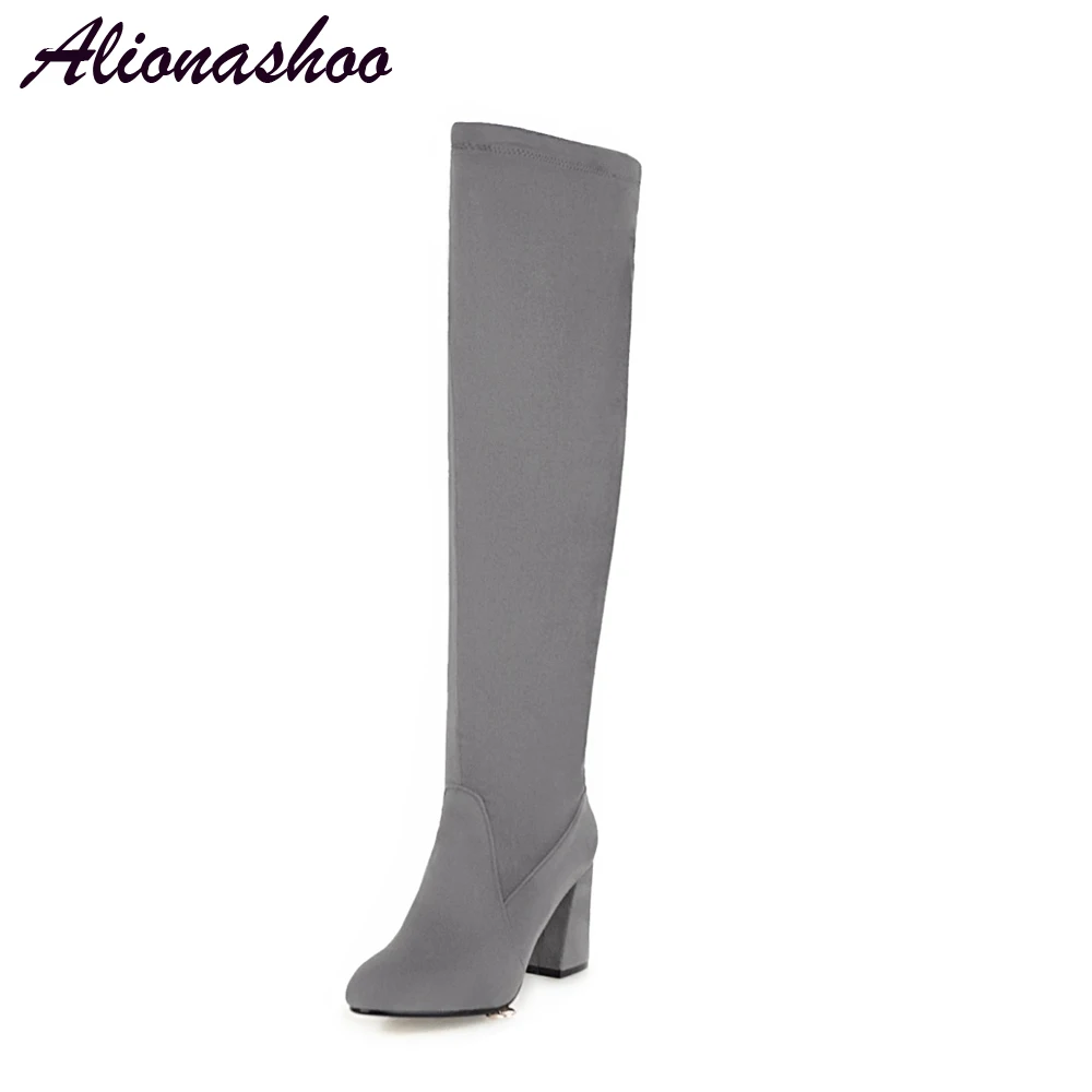 

Alionashoo Plus size 48 New Women Thigh High Boots Fashion over the knee Boots Sexy Platform High Heels Ladies Nightclub Party