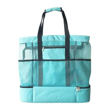 

2019 New Arrivals Large Size 30L Single Shoulder Bag Portable Double Layer Mesh Ice Pack Beach Camping Lunch Picnic Bag
