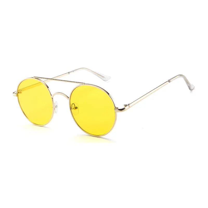 HUHAITANG брендовые круглые женские солнцезащитные очки мужские роскошные высококачественные готические женские солнцезащитные очки s дизайнерские Винтажные Солнцезащитные очки для мужчин s - Цвет линз: Yellow