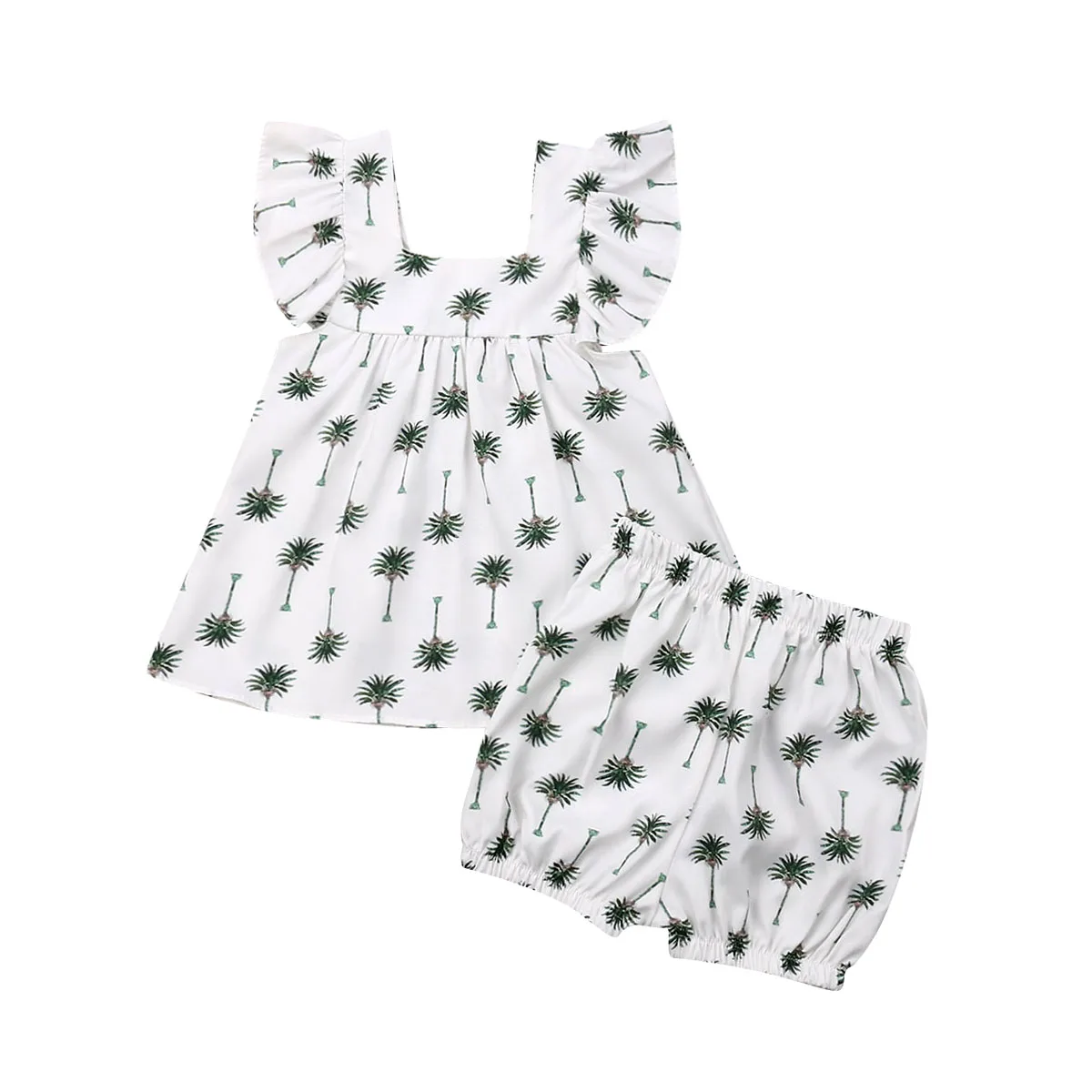 

2PCS Set Summer Toddler Kids Baby Girl Ruffles Sleeve Tops Shorts Pant Bottom Outfits Girls Clothes
