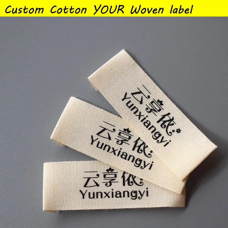 

1000pcs Custom Clothes Cotton Garment labels garment printed cotton labels Cotton Woven Labels DIY accessory sewing woven labels