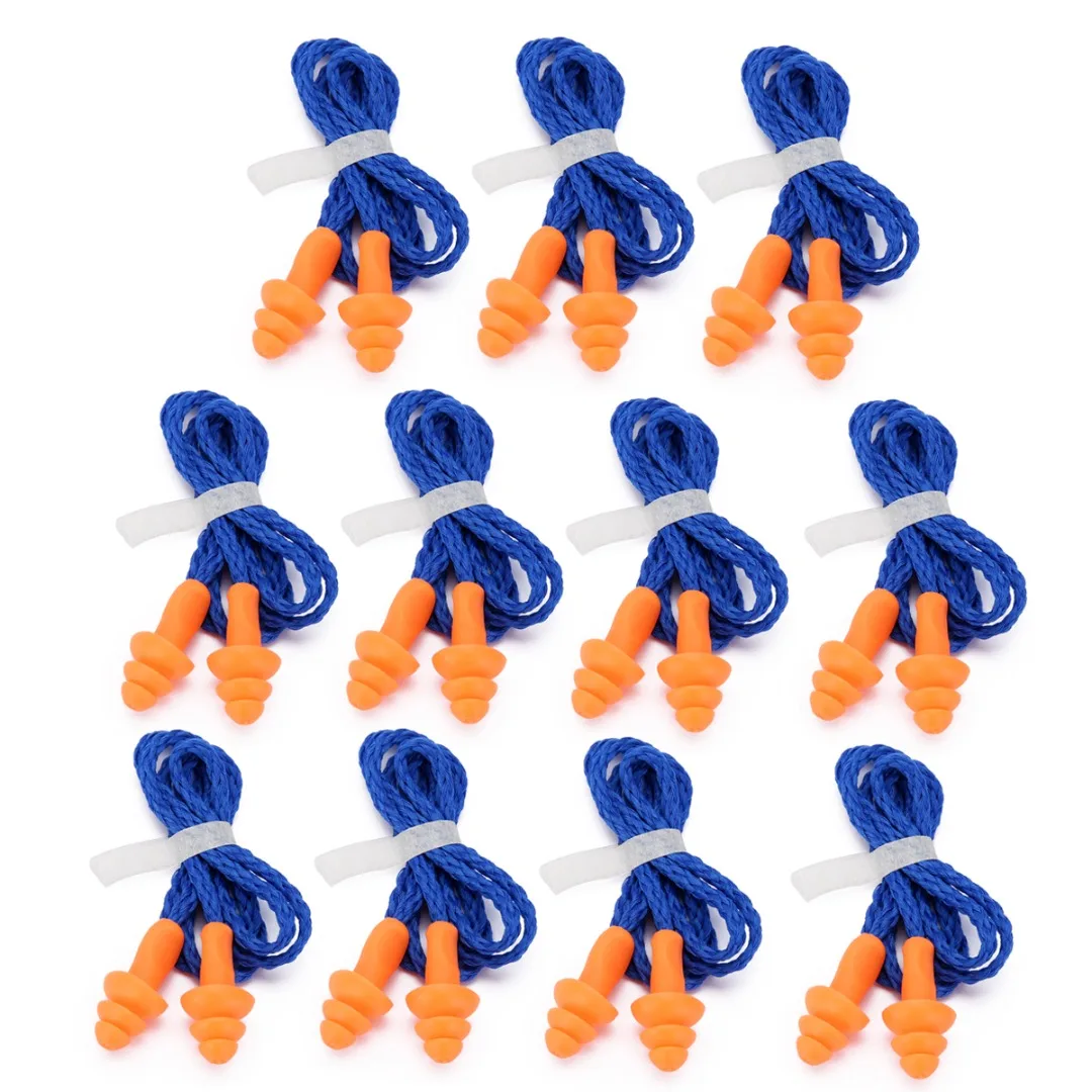 10 Pairs Silicone Corded Ear Plugs Reusable Hearing Protection Earplugs 29db for sale online 