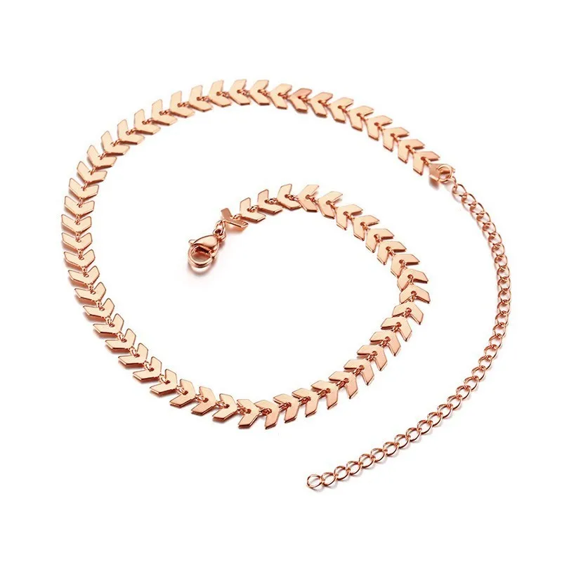 Женское ожерелье-чокер из нержавеющей стали, розовое золото, изысканная нежная цепочка с стрелкой, женские подарки - Окраска металла: rose gold